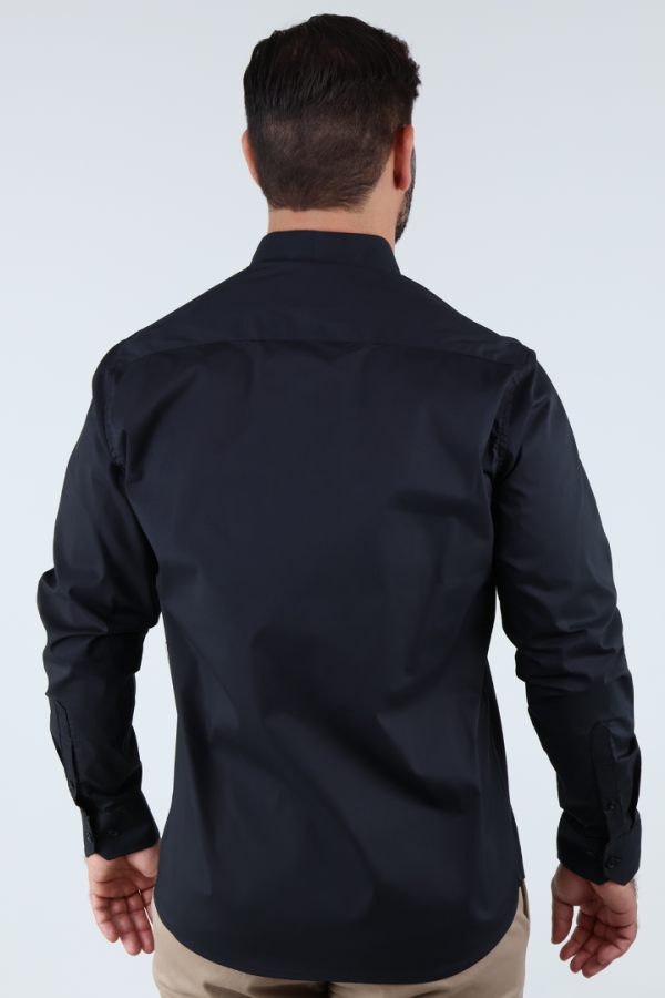 Camisa Negra de Vestir Manga Larga Slim Fit Casual Para Hombre